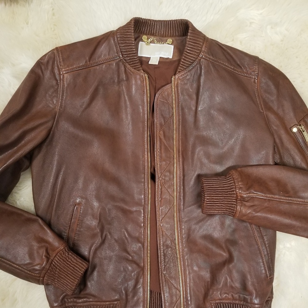 Super sleek leather bomber jacket
